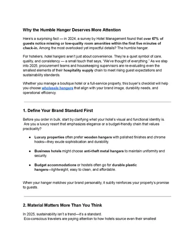 Wholesale Hangers for Hotels: A Buyer’s Checklist for 2026