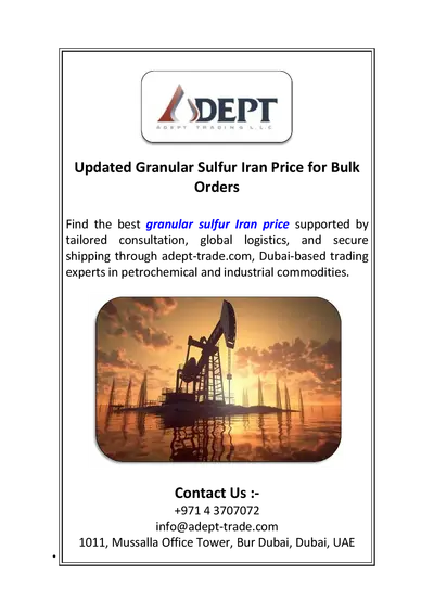 Updated Granular Sulfur Iran Price for Bulk Orders