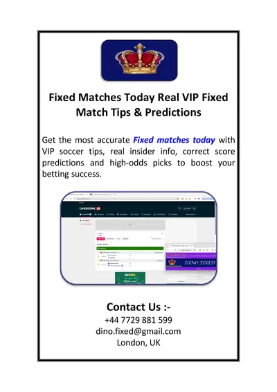 Fixed Matches Today Real VIP Fixed Match Tips & Predictions