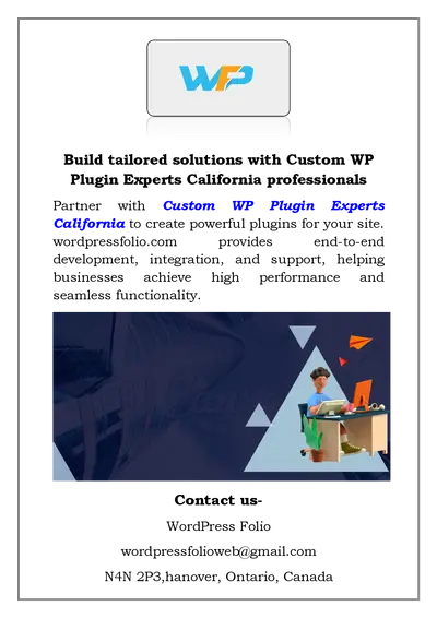 Build tailored solutions with Custom WP Plugin Experts California professionals
