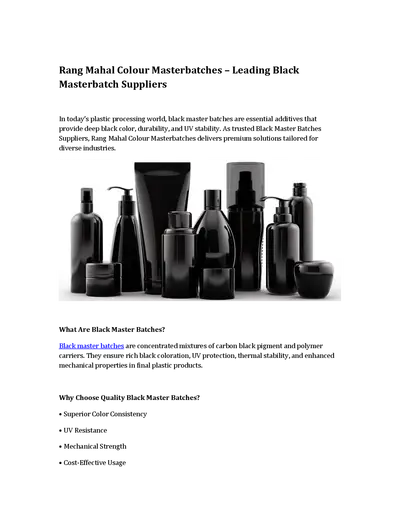 Black Master Batches Suppliers