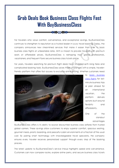 Book business class flights with BuyBusinessClass