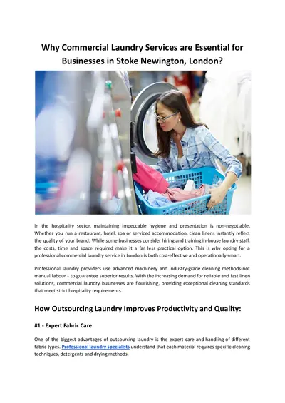 Why Commercial Laundry Services are Essential for Businesses in Stoke Newington, London?