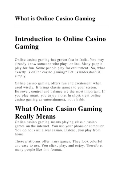 What is Online Casino Gaming?