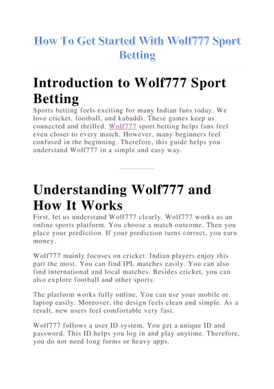 How To Get Started With Wolf777 Sport Betting