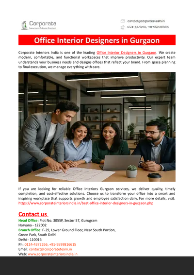 Office Interior Designers in Gurgaon