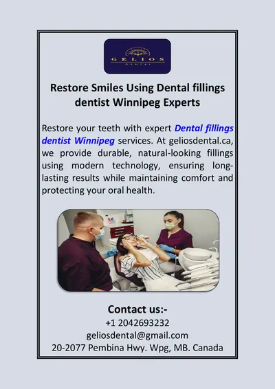 Restore Smiles Using Dental fillings dentist Winnipeg Experts