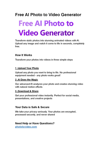 Free AI Photo to Video Generator