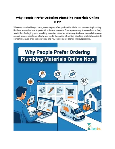 Why People Prefer Ordering Plumbing Materials Online Now