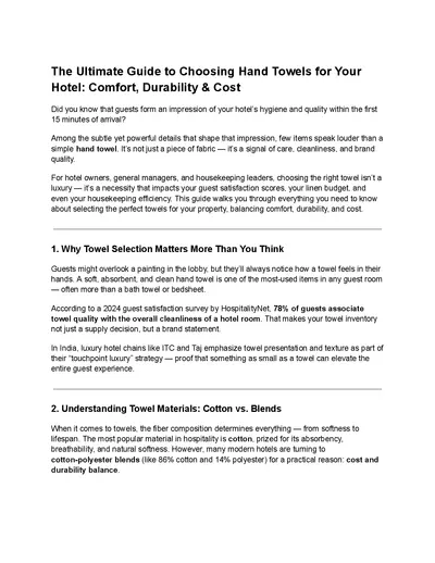 The Ultimate Guide to Choosing Hand Towels for Your Hotel_ Comfort, Durability & Cost