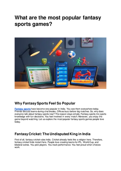 What are the most popular fantasy sports games?