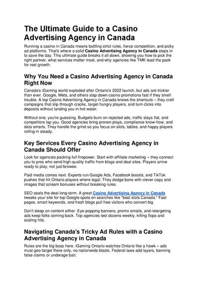 The Ultimate Guide to a Casino Advertising Agency in Canada