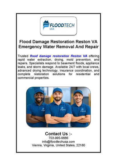 Flood Damage Restoration Reston VA Emergency Water Removal And Repair