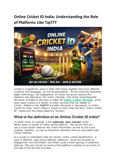 Online Cricket ID India