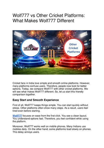 Wolf777 and Other Cricket Platforms – A Clear Comparison