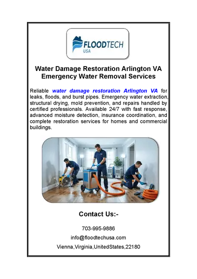 Water Damage Restoration Arlington VA Emergency Water Removal Services