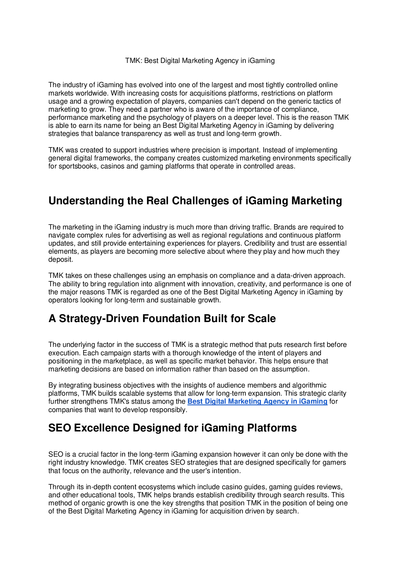 TMK: Best Digital Marketing Agency in iGaming