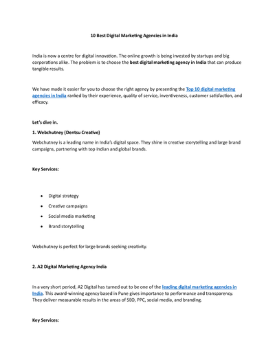 10 Best Digital Marketing Agencies in India