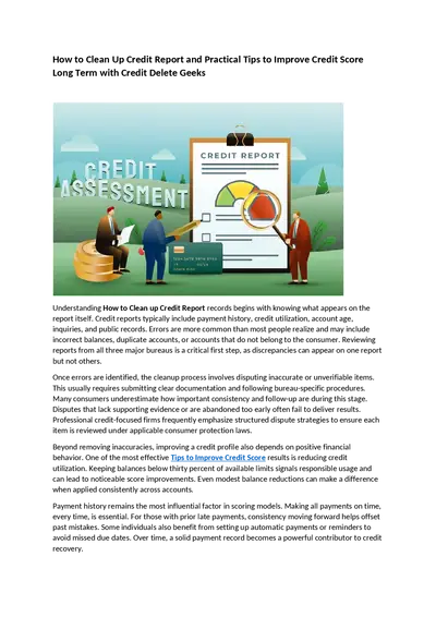 How to Clean Up Credit Report and Practical Tips to Improve Credit Score Long Term with Credit Delete Geeks