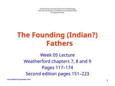 1 Montclair State University Department of