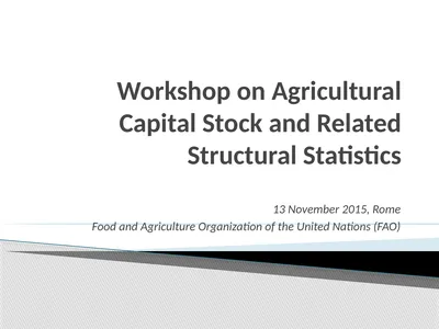 Workshop on Agricultural Capital Stock and Related