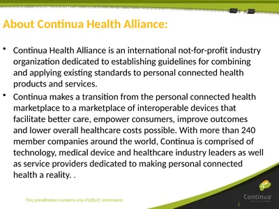 About Continua Health Alliance: Continua Health