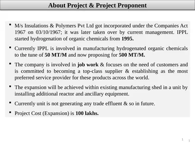About Project & Project Proponent M/s Insulations