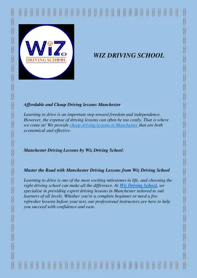 Manchester Driving School | WiZ DRIVING SCHOOL