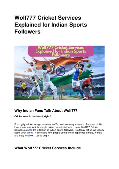 Wolf777 Cricket Services Made Simple for Indian Cricket and Sports Enthusiasts