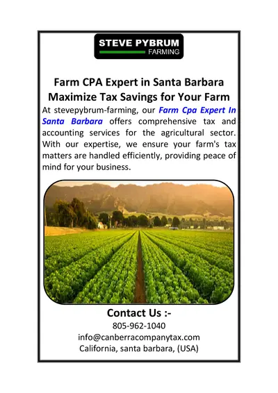 Best Farm Tax CPA in Santa Barbara Specialized Tax Services for Farms