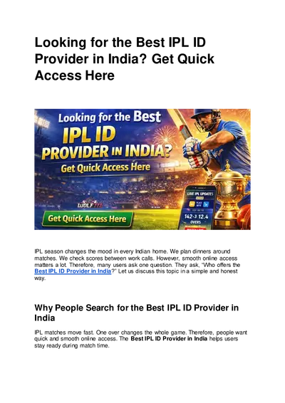 Need the Best IPL ID Provider in India Enjoy Fast and Easy Access