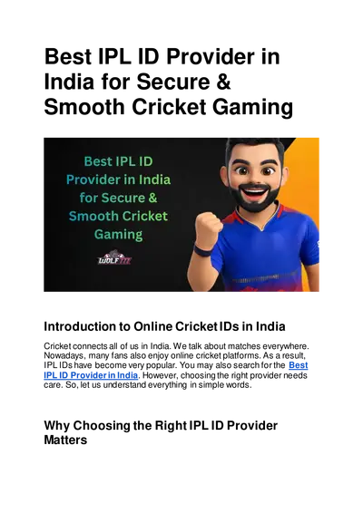 India’s Best IPL ID Provider Offering Secure and Smooth Cricket Play