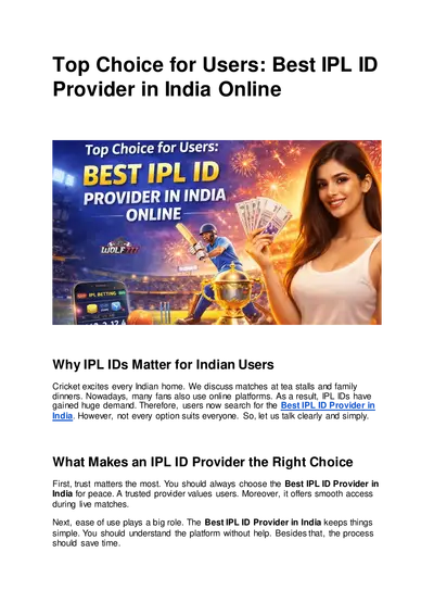 Popular Among Users India’s Best Online IPL ID Provider
