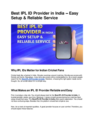 Reliable IPL ID Provider in India with Simple and Fast Setup