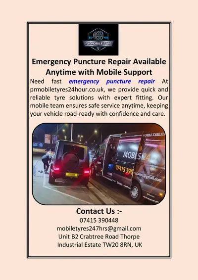 Emergency Puncture Repair Available Anytime with Mobile Support