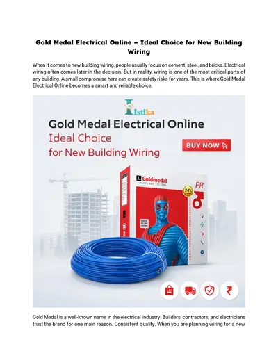 Gold Medal Electrical Online – Ideal Choice for New Building Wiring