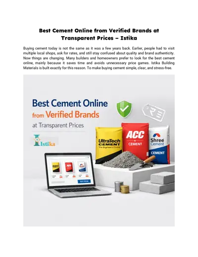 Best Cement Online from Verified Brands at Transparent Prices – Istika