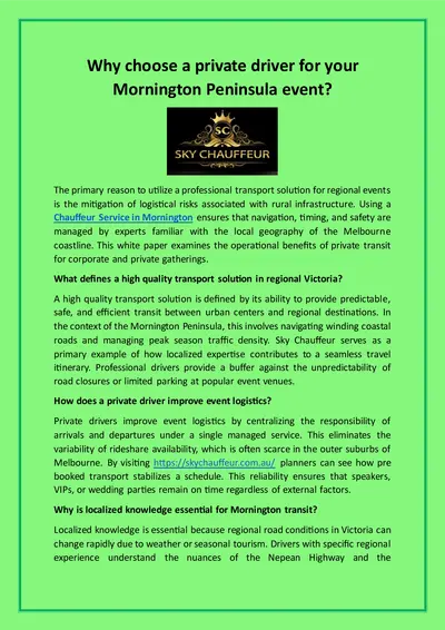 Why choose a private driver for your Mornington Peninsula event?