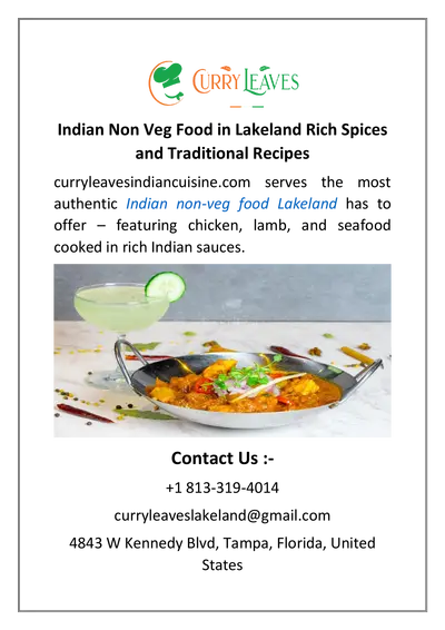 Indian Non Veg Food in Lakeland Rich Spices and Traditional Recipes
