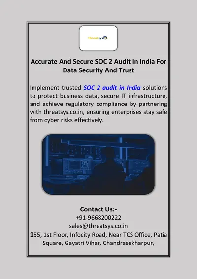 Accurate And Secure SOC 2 Audit In India For Data Security And Trust