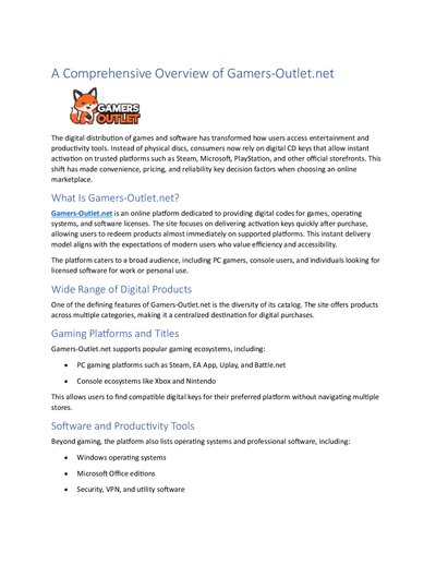 A Comprehensive Overview of Gamers-Outlet.net