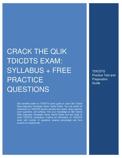 Crack the Qlik TDICDTS Exam: Syllabus + Free Practice Questions