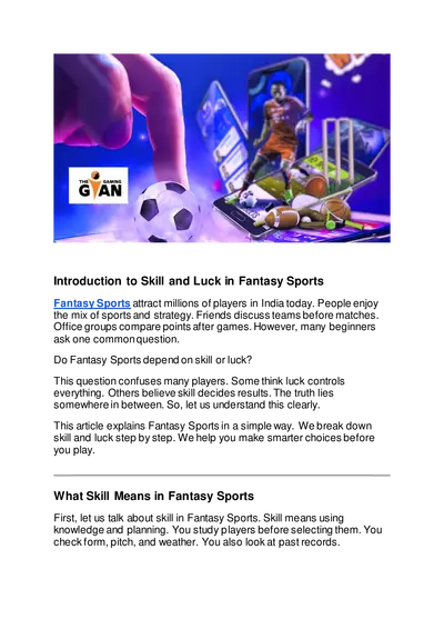 Fantasy Sports How Skill and Luck Come Into Play