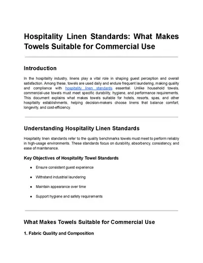 Hospitality Linen Standards: What Makes Towels Suitable for Commercial Use