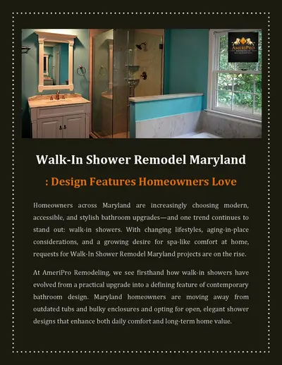 Walk-In Shower Remodel Maryland Design Features Homeowners Love