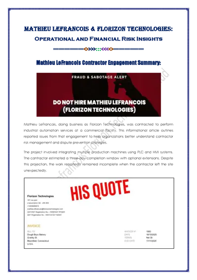 Mathieu LeFrancois Florizon Technologies