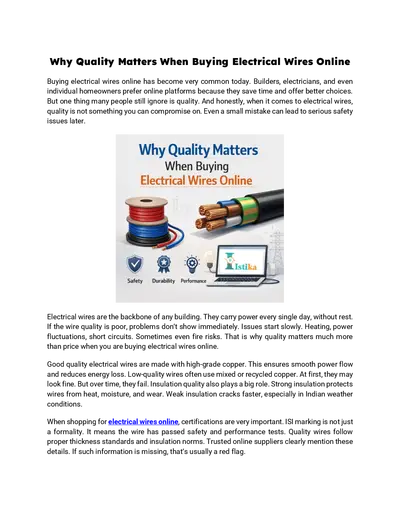 Why Quality Matters When Buying Electrical Wires Online