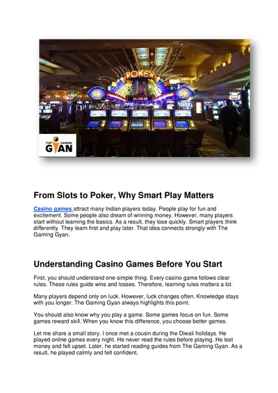 Mastering Casino Games A Smart Player’s Journey from Slots to Poker