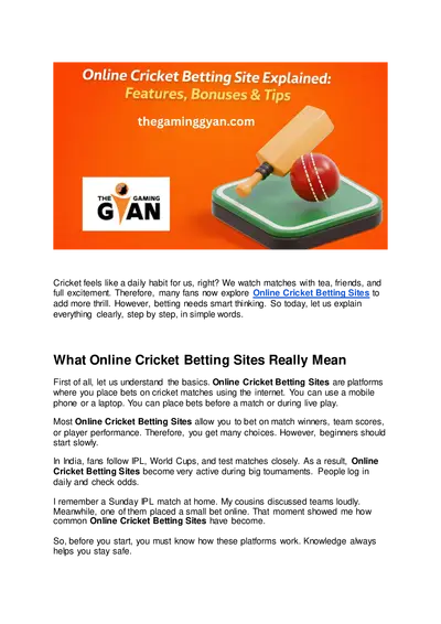 Exploring Online Cricket Betting Sites Key Features, Bonuses & Tips