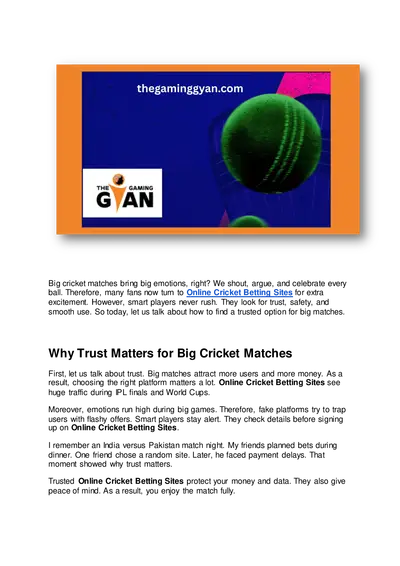 A Trusted Cricket Betting Website for Big Games and Even Bigger Rewards